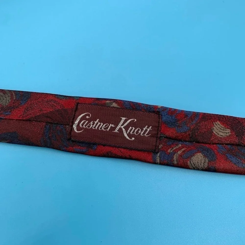 Vintage Oscar De La Renta Studio Red Abstract Print Men's Classic Neck Tie